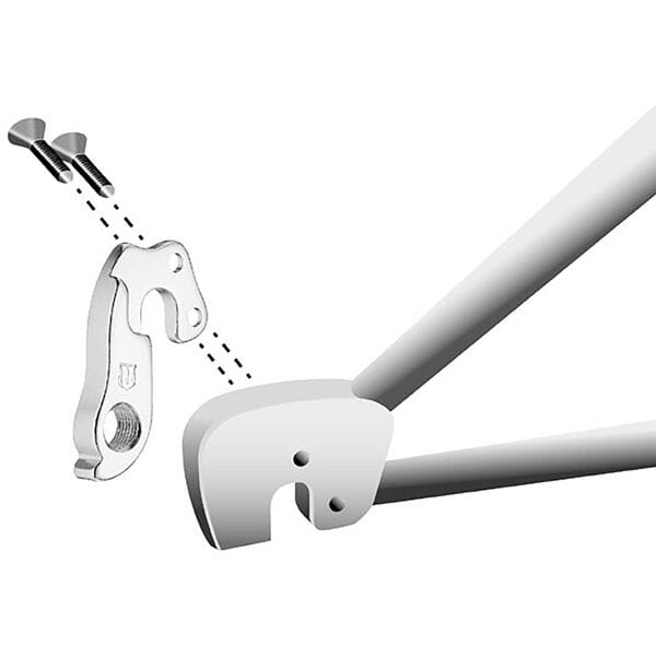 M Part Ghost Hanger for bicycle frame protection and impact absorption, shown attached to a bike frame.