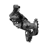 Campagnolo Super Record Wireless 13-speed rear derailleur with Nano Clutch for electronic bike shifting, mounted on a bicycle drivetrain.