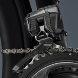 Campagnolo Super Record 13x wireless front derailleur, precision electronic shifting component, shown with mounting and cable connections.