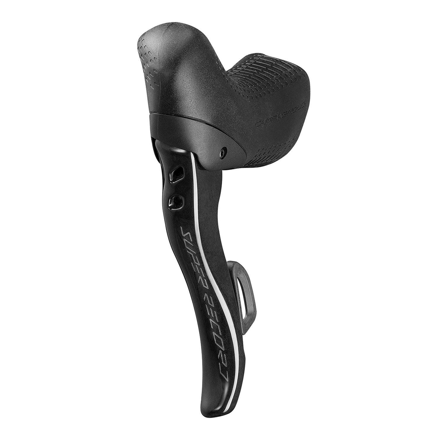 Campagnolo Super Record 13x Wireless Ergos road bike groupset with Bluetooth shifting, showing brake levers and gear controls.