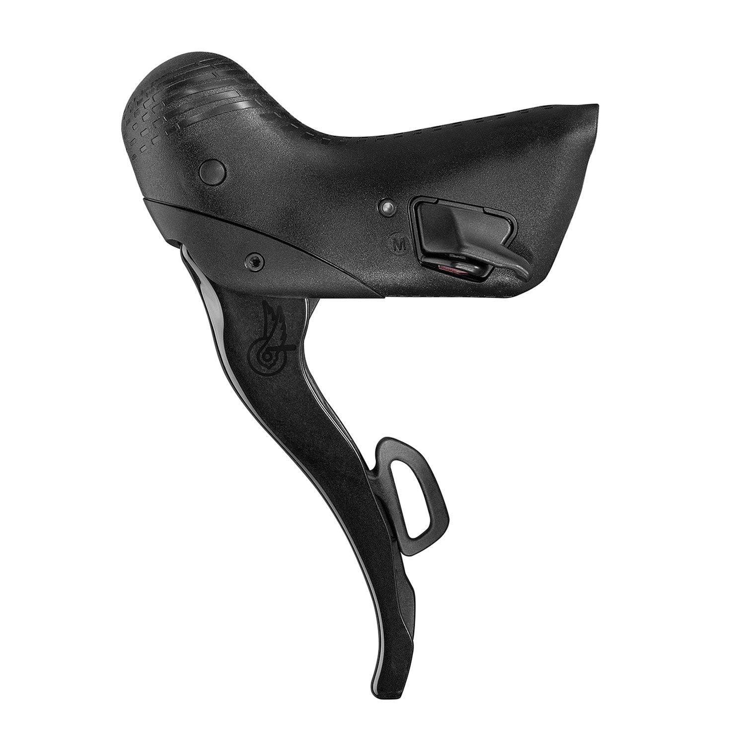Campagnolo Super Record 13x Wireless Ergos road bike groupset with Bluetooth shifting, showcasing brake levers and gear controls.