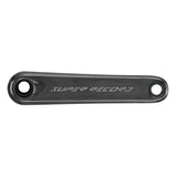 Campagnolo Super Record Wireless 13-speed carbon crank arms for road bikes, showing sleek black design and lightweight construction.
