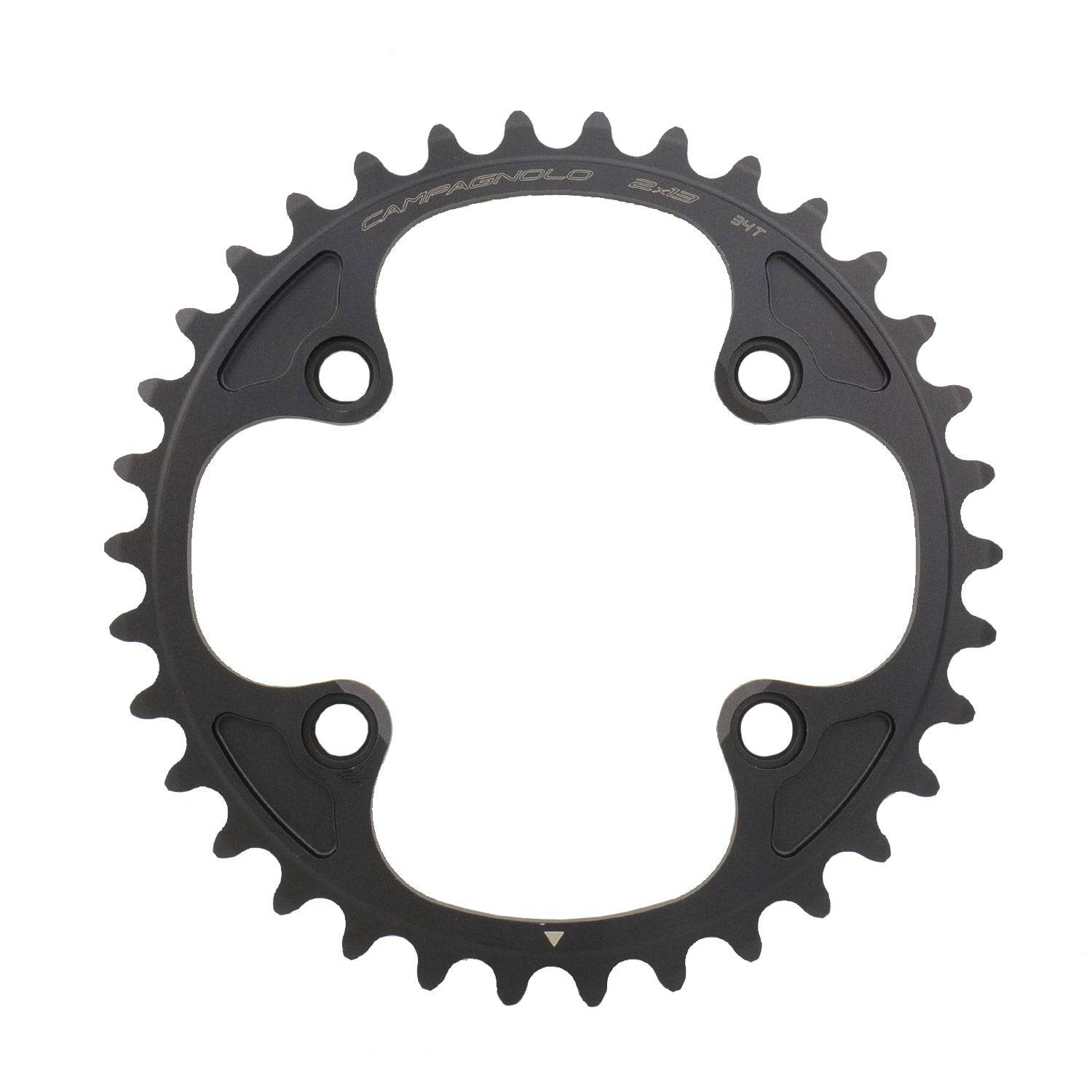 Campagnolo Super Record Wireless 13-speed road cycling chainring with sleek black finish and detailed teeth design.