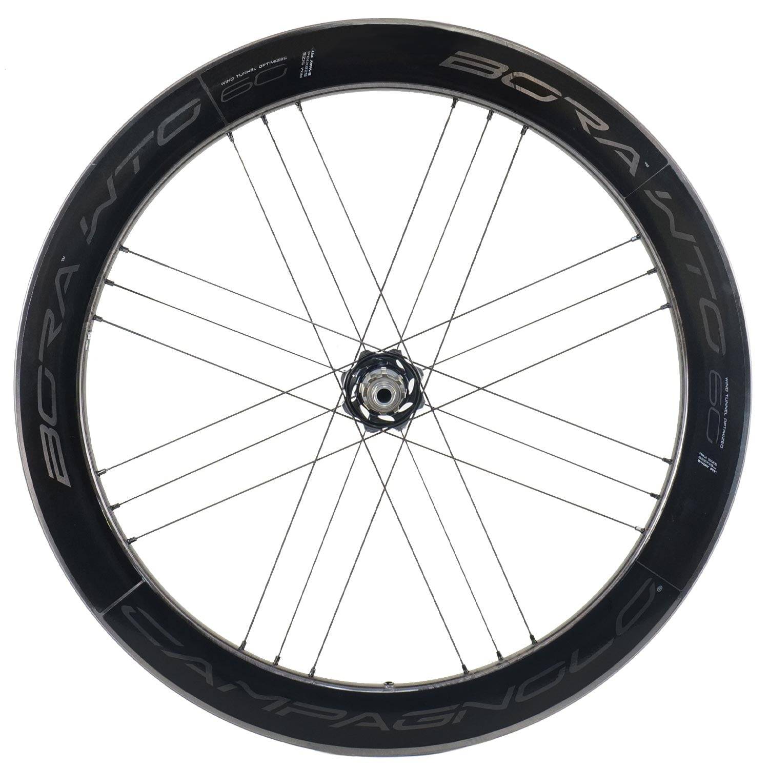 Campagnolo Bora WTO 60 Disc 2-Way Fit Special Edition aerodynamic cycling wheels with carbon rims and disc brakes.