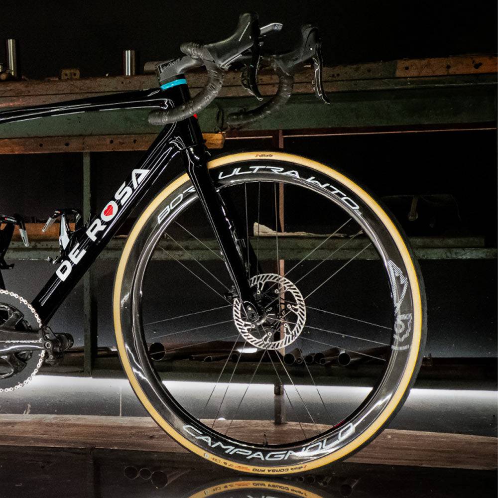 Campagnolo Bora Ultra WTO 60 Team Edition road cycling wheel with aerodynamic rim and 2-Way Fit tire compatibility.