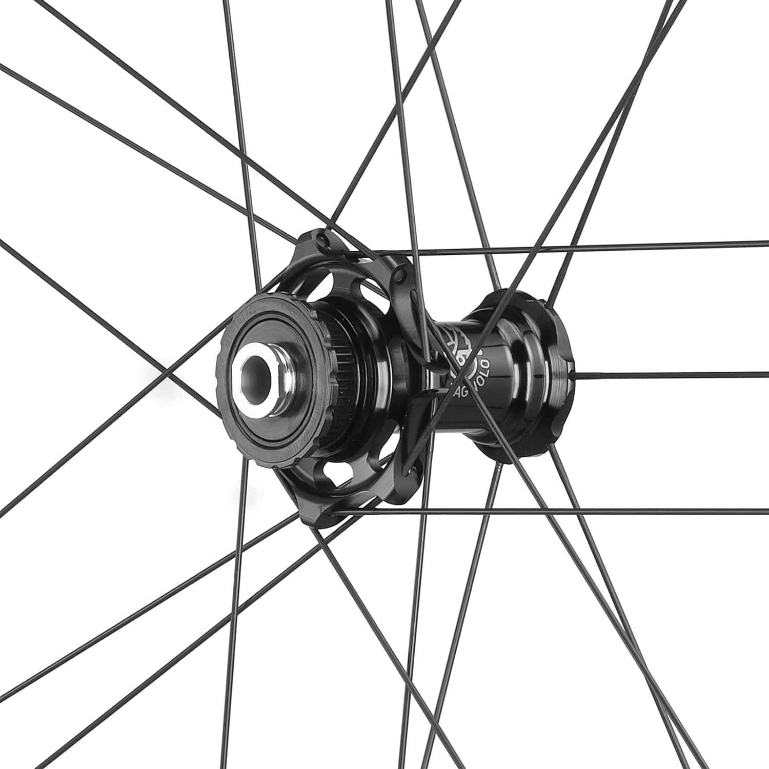 Campagnolo Shamal Dual Profile 2-Way C23 Disc Road and Gravel wheelset with black spokes and disc brakes.