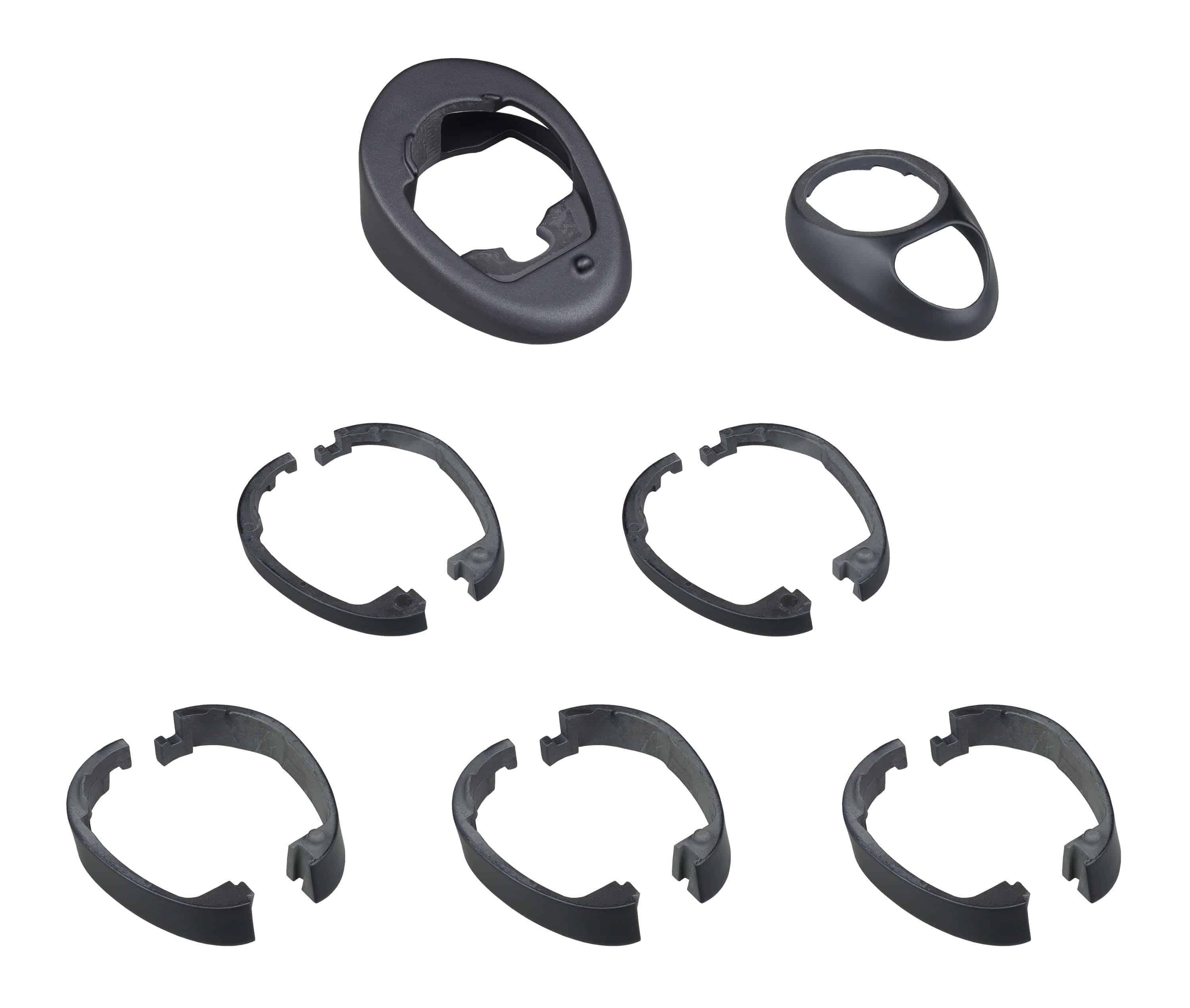 Trek Madone 9-Series headset cable routing spacer kit in black, designed for 28.6mm non-integrated stems.