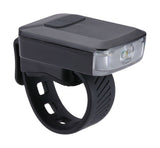 BBB Spark 2.0 front LED bike light with USB rechargeability, day flash mode, mounted on a bicycle handlebar.