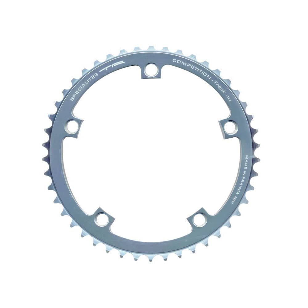 Specialites TA 144mm PCD 1/8" chainring for Shimano and Campagnolo track bikes, close-up of the components.