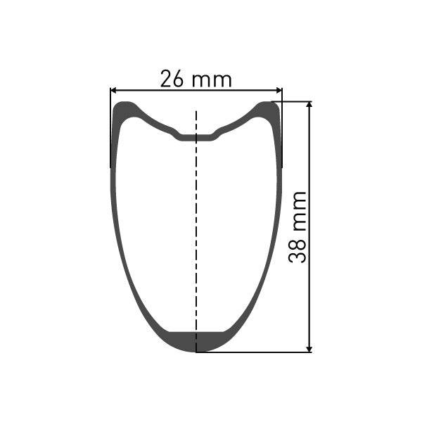 DT Swiss CRC 1100 SPLINE disc brake wheel, carbon tubular 38 x 26 mm, front