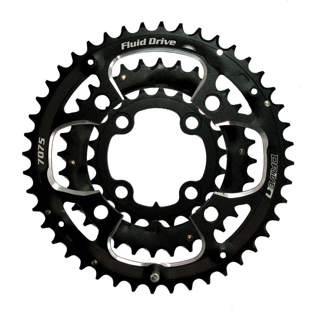 SunRace CRMX Fluid Drive MTB chainring with 22-32-44T CNC aluminum design and precise construction for mountain biking components