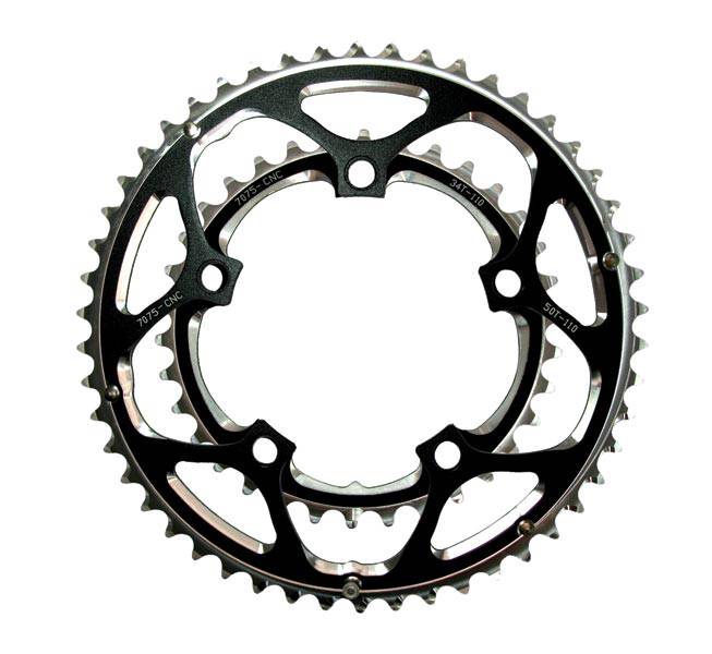 SunRace CRRX1 Fluid Drive 10-speed road bike chainring with Super Fluid Drive technology, shown with detailed teeth and sleek design.