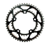SunRace CRRX1 Fluid Drive 10-speed road bike chainring with Super Fluid Drive technology, shown with detailed teeth and sleek design.