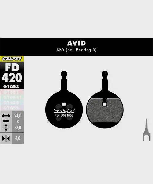 Galfer standard bike disc brake pads showing metal backing and friction material for reliable, quiet braking performance.