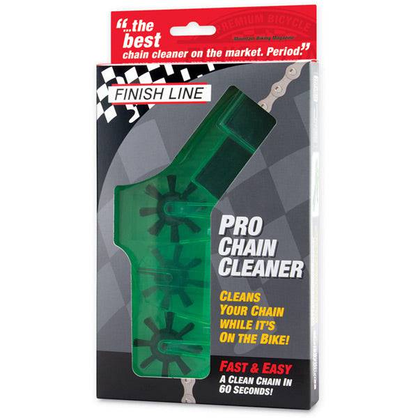 Finish Line Pro Chain Cleaner for bicycles with rotating brushes and magnet, workshop-grade cleaning tool for bike chains.
