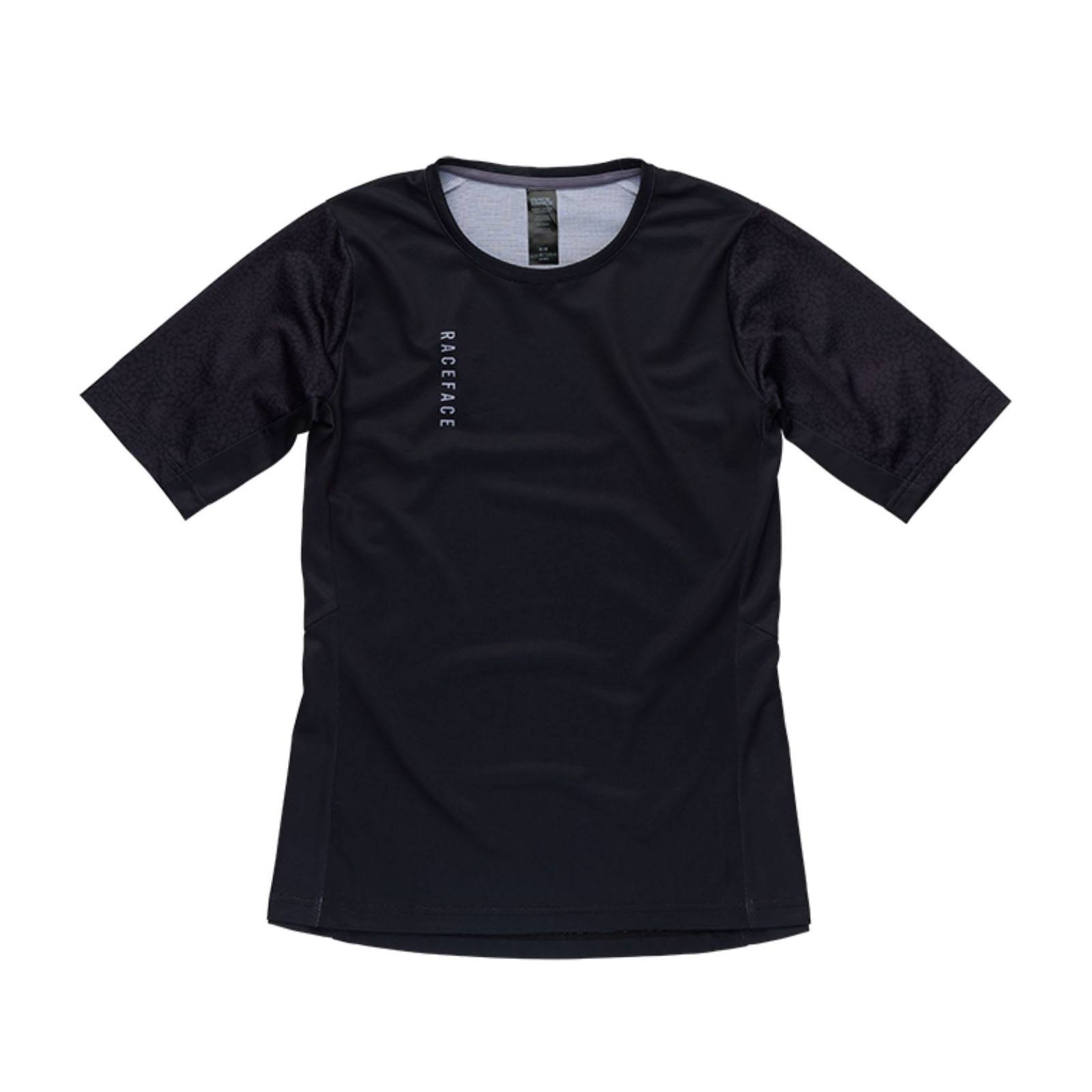 Race Face Indy women's short sleeve MTB jersey with breathable fabric, designed for cycling comfort and performance.