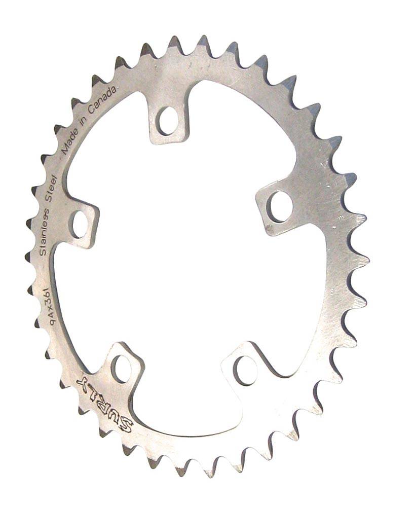 Surly stainless steel 5-arm 94 BCD MTB chainring with 36-tooth for single ring mountain bike setups