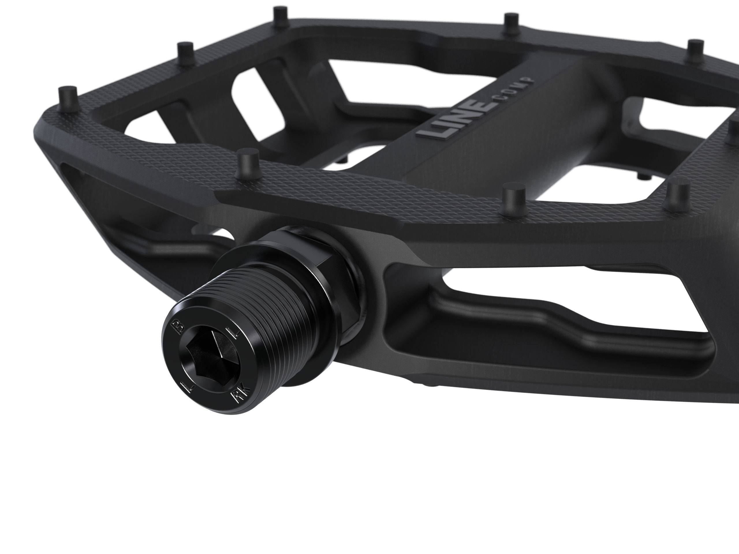 Trek Line Comp flat bike pedals with durable construction, superior grip, and stability for mountain and road cycling.