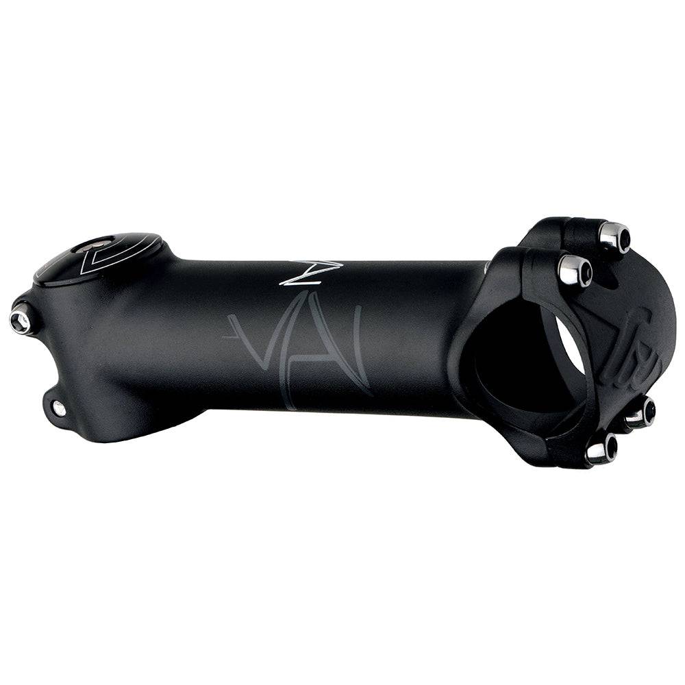 Cinelli Vai stem, 3D forged aluminum road bike component with matte black anodized finish, showing the sleek, aerodynamic design.
