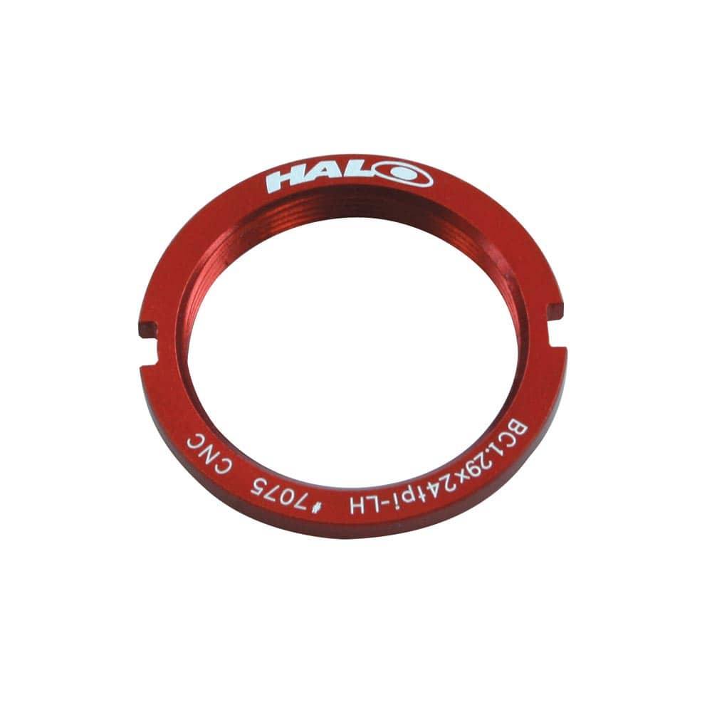 CNC machined Halo alloy track lockring sprocket for fixed gear bikes, showcasing durable bike components with precise machining.