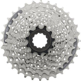 Shimano Acera CS-HG201 9-speed 11-32T cassette for smooth gear shifting, shown with metal cogs and gear teeth.