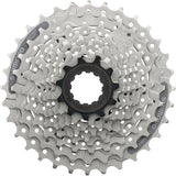 Shimano Acera CS-HG201 9-speed 11-32T cassette for smooth gear shifting, shown with metal cogs and gear teeth.