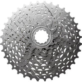 Shimano Alivio CS-HG400 9-speed cassette for bicycle components, showing the metal sprockets and gear teeth.