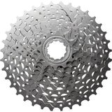 Shimano Alivio CS-HG400 9-speed cassette for bicycle components, showing the metal sprockets and gear teeth.