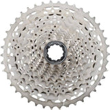 Shimano Deore CS-M5100 11-speed MTB cassette with Hyperglide sprockets, showcasing the gear teeth and sleek black design