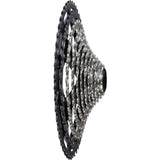 Shimano Deore XT CS-M8200 12-speed MTB cassette with 10-51T Hyperglide sprockets, showing the silver gear teeth and sprocket arrangement.