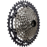 Shimano Deore XT CS-M8200 12-speed MTB cassette with 10-51T Hyperglide sprockets, shown with silver and black gear cogs.