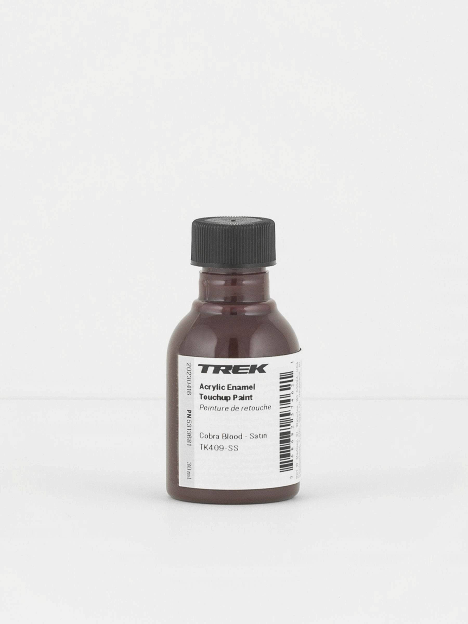 Trek satin red touch-up paint for bike frames, part of the Cobra Blood color collection, ideal for bike component repairs.
