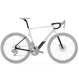 Basso SV Burano white road bike frameset with integrated handlebars and aerodynamic design, showcasing sleek cycling components.