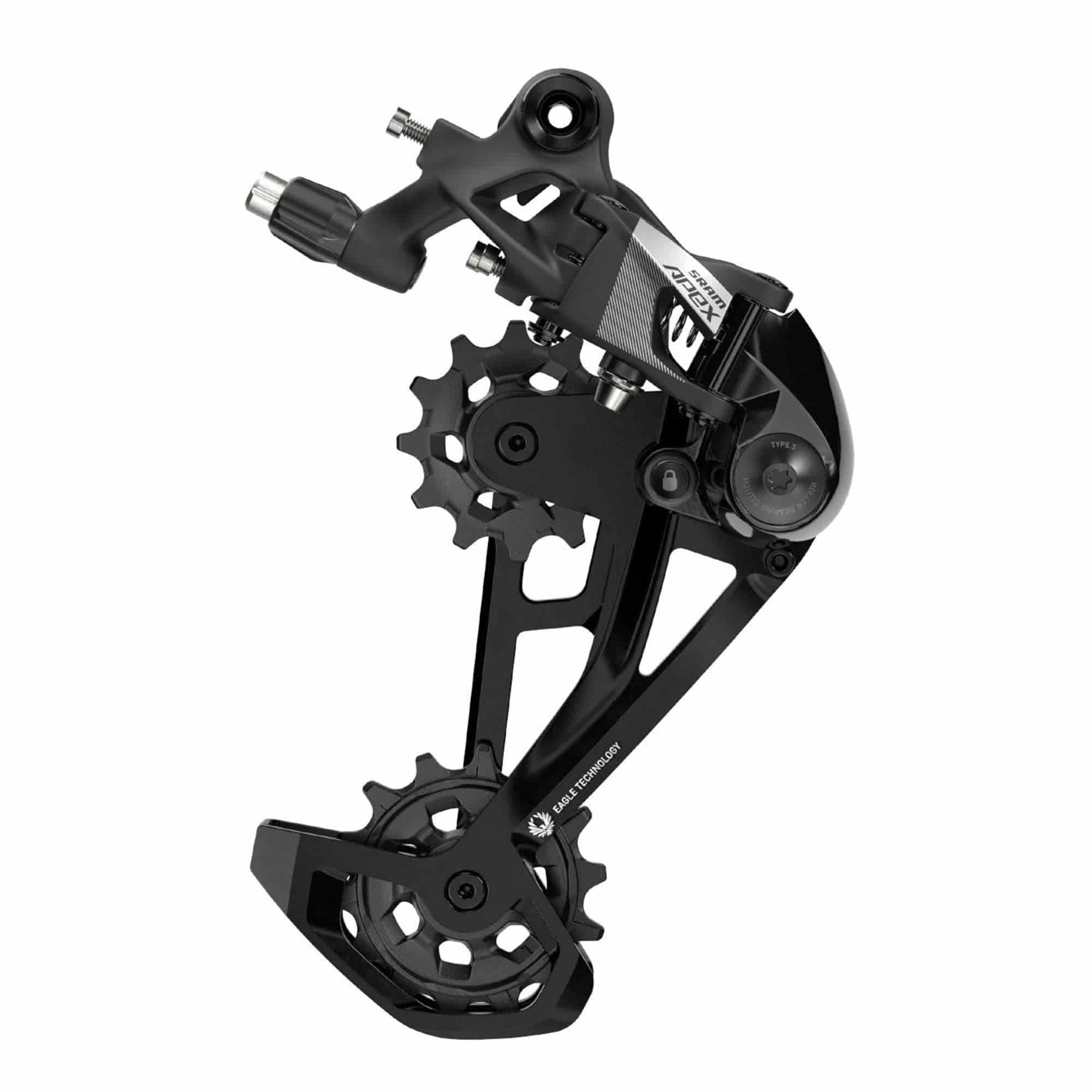 SRAM APEX Eagle rear derailleur for 12-speed mountain bikes, featuring D1 Max 52T compatibility and durable mechanical design.