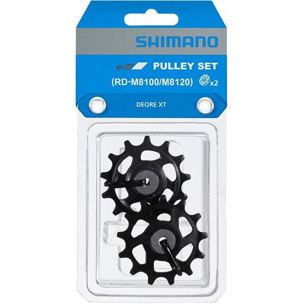 Shimano Deore XT RD-M8100-SGS rear derailleur pulley set, replacement components for Shimano Deore XT mountain bike drivetrain.
