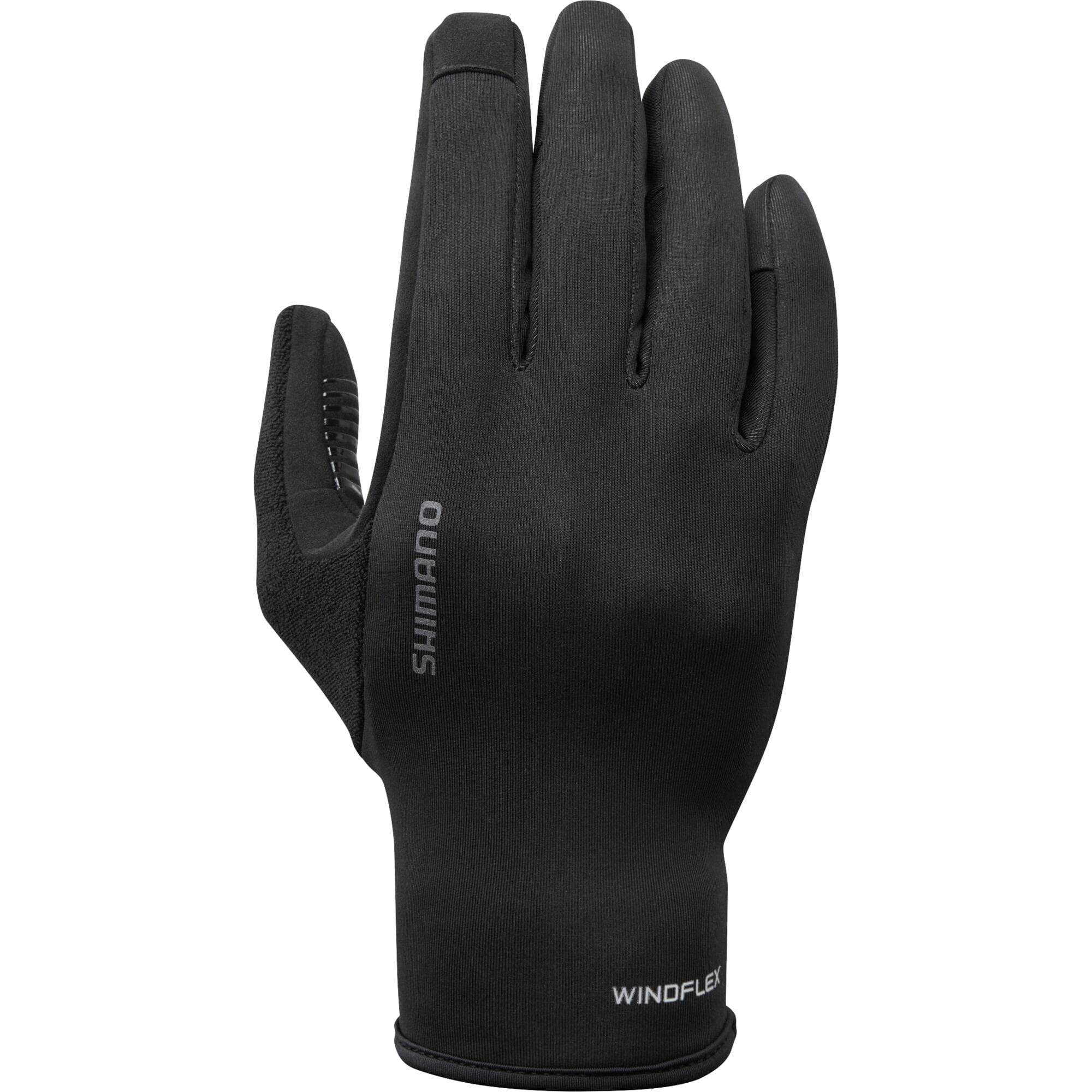 Shimano Windflex gloves for men and women with touchscreen compatibility, impact protection, and breathable fabric.