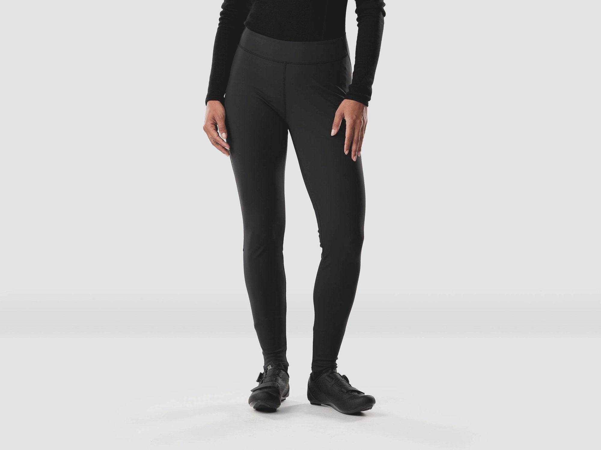 Trek Women's Thermal Cycling Tights in black, fitted and warm with secure fit, designed for women’s unpadded cycling clothing.