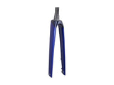 Trek Madone SL6 road bike forks with steering components, showing sleek carbon fork and precise control features.