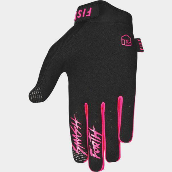 Fist Handwear durable pink grip gloves with fluro accents, designed for performance and comfort in active clothing.