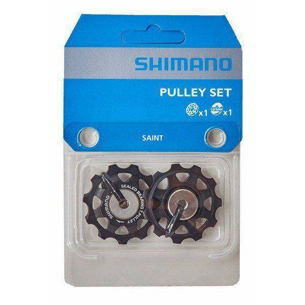 Shimano Saint RD-M820 rear derailleur tension and guide pulley set for mountain bike components, replacement parts for smooth shifting.