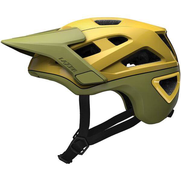 Lazer Jackal KinetiCore MTB helmet with magnetic buckle and action camera mount, featuring durable safety design and ventilation.