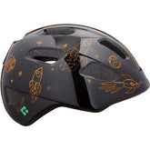 Lazer PNut 2.0 KinetiCore toddler bike helmet with turnfit adjustment and LED compatibility, showing its colorful design and secure fit.