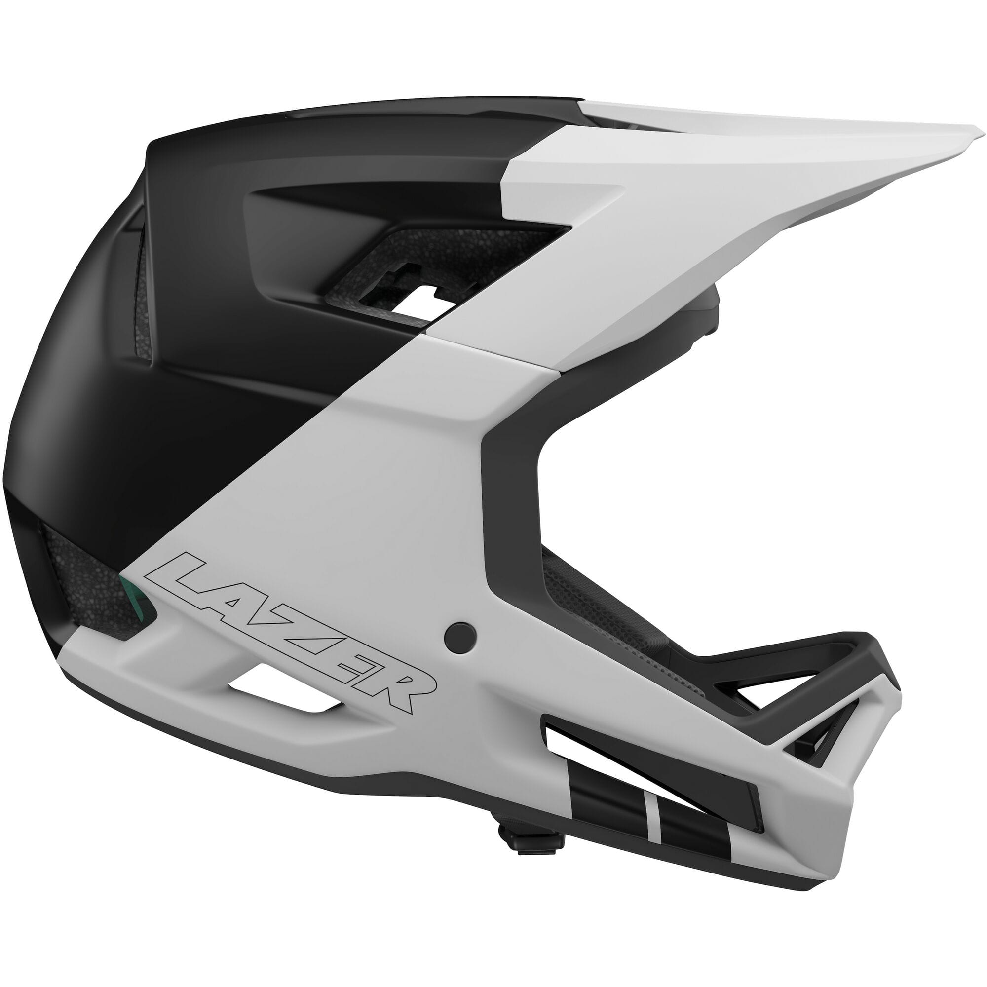 Lazer Cage KinetiCore full face helmet for enduro and downhill racing with durable black design and secure chin guard.