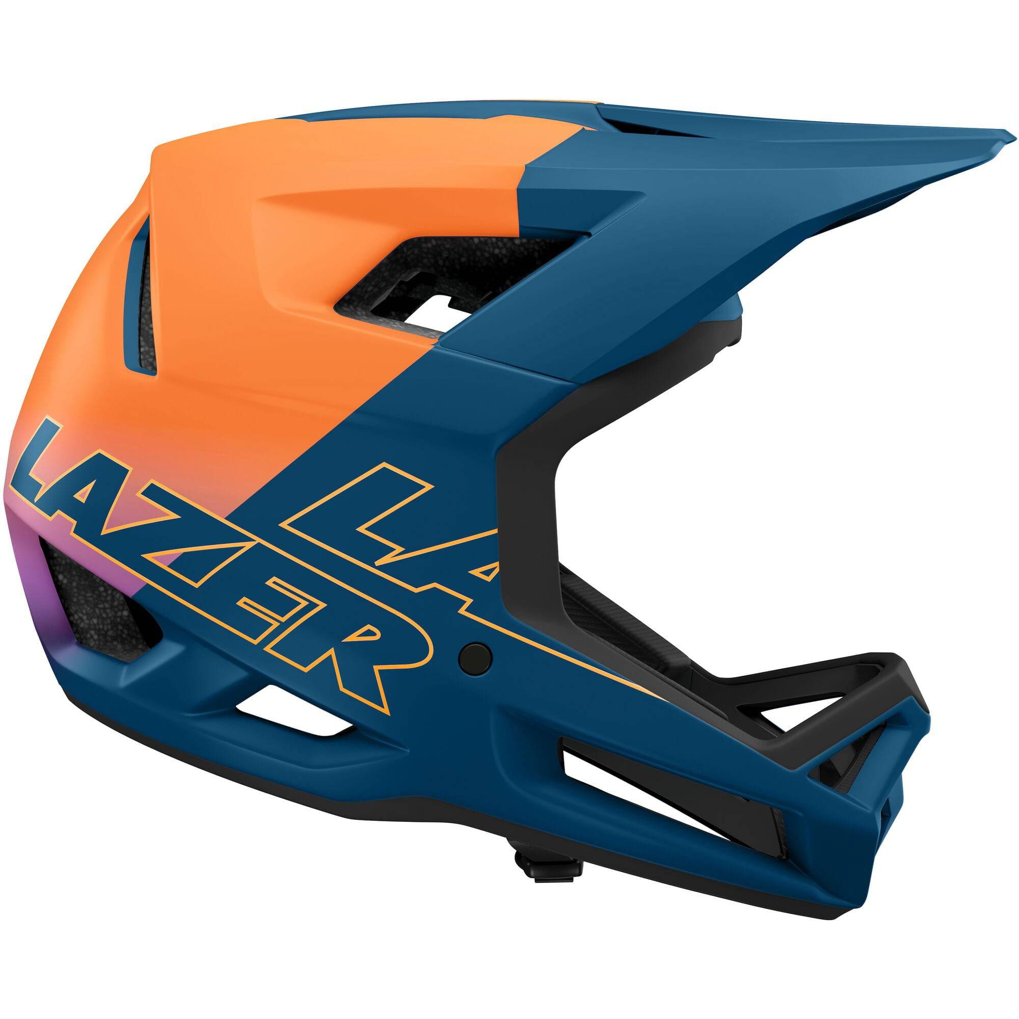 Lazer KinetiCore full face helmet for enduro and downhill racing, with adjustable straps and aerodynamic design.