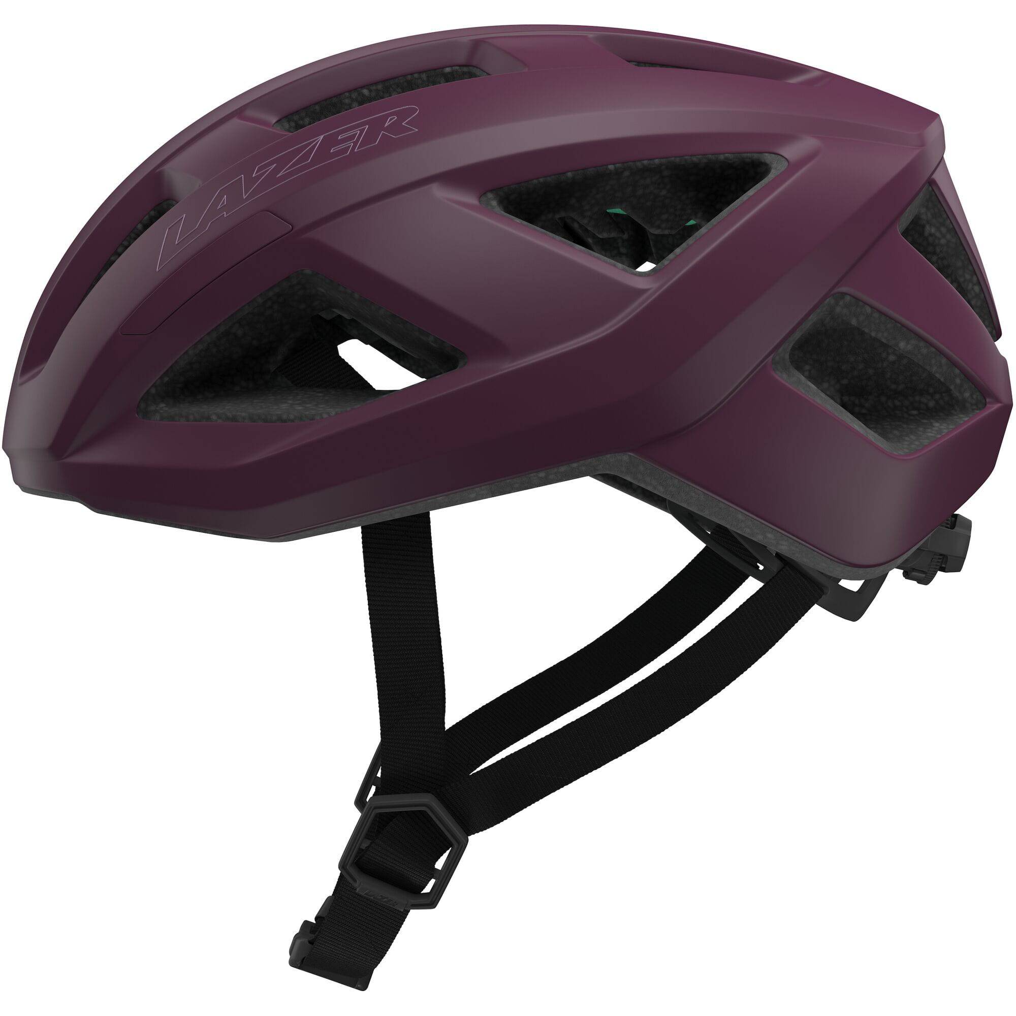 Lazer Tonic KinetiCore cycling helmet with TurnSys fit system and ventilation, shown from side view with adjustable straps.