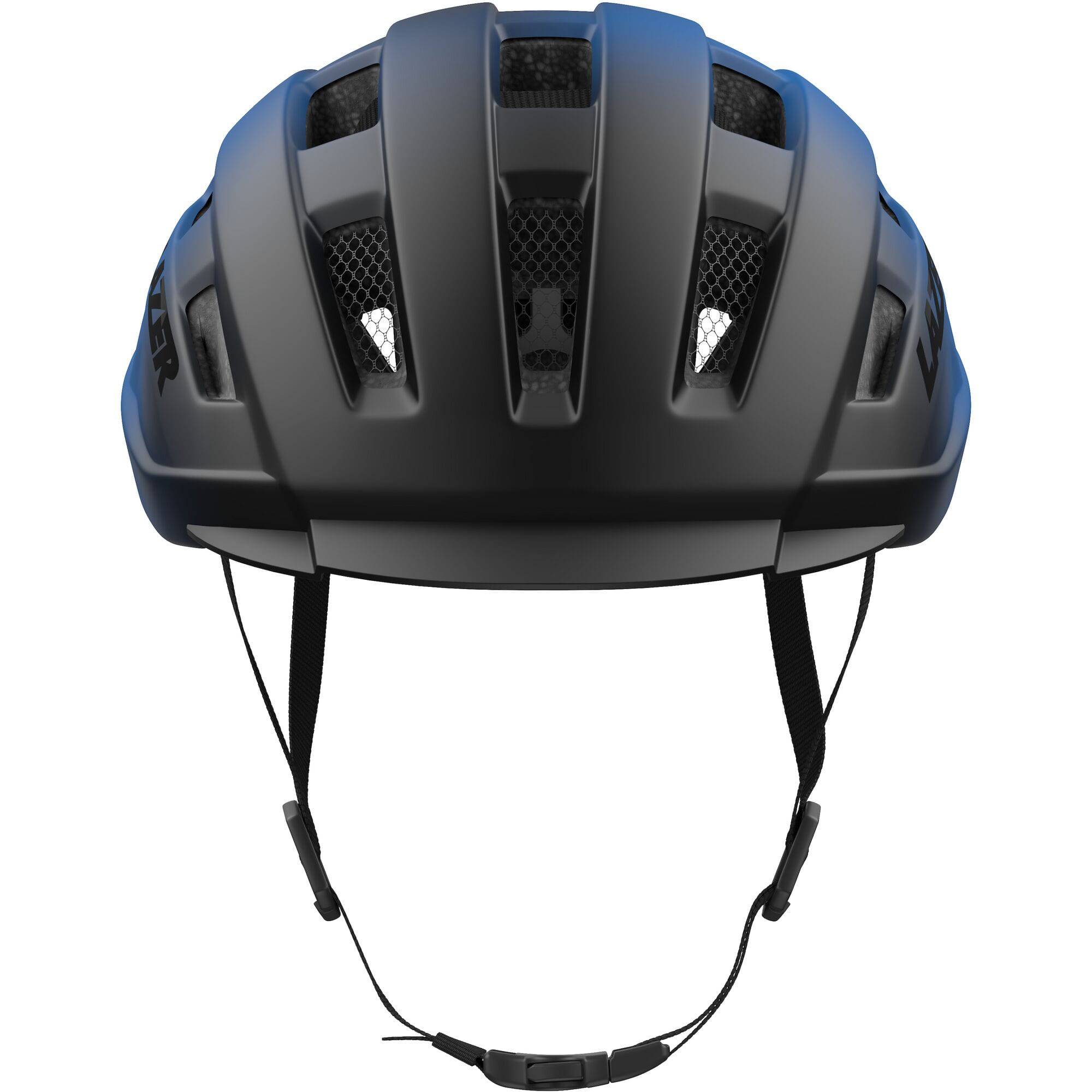 Lazer Codax KinetiCore helmet with adjustable fit, integrated visor, and LED light compatibility, shown in black with ventilation.