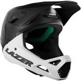 Lazer Chase KinetiCore full face helmet for downhill mountain biking safety, showing the black helmet with ventilation.