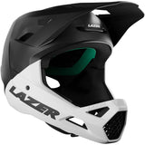 Lazer Chase KinetiCore full face helmet for downhill mountain biking safety, showing the black helmet with ventilation.
