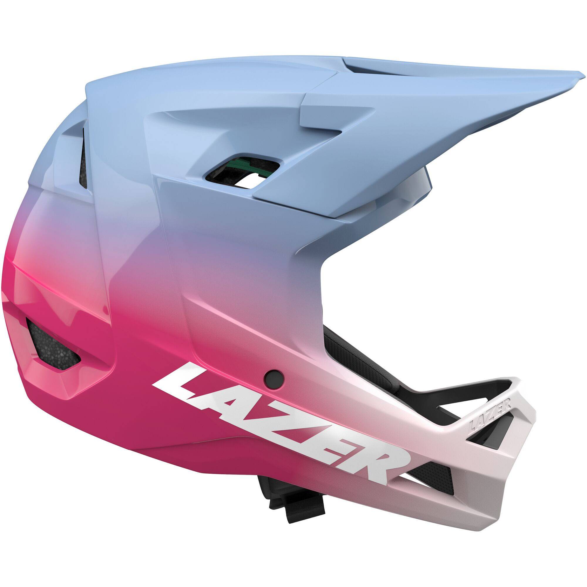 Lazer Chase KinetiCore full face helmet for downhill mountain biking safety, with adjustable straps and ventilation features.