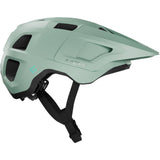 Lazer Lupo KinetiCore trail helmet with adjustable fit and integrated visor, shown from the front on a white background.